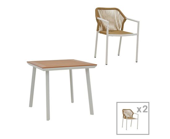 Τραπεζαρία Synergy-Lush σετ 3τεμ pakoworld λευκό αλουμίνιο και plywood σε φυσικό χρώμα 80x80x74εκ - ΣΕΤ ΤΡΑΠΕΖΑΡΙΕΣ στο Milonadakis.gr
