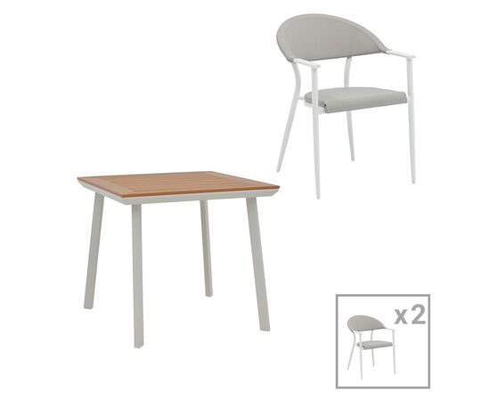 Τραπεζαρία Synergy-Pino σετ 3τεμ pakoworld λευκό αλουμίνιο και plywood σε φυσικό χρώμα 80x80x74εκ - ΣΕΤ ΤΡΑΠΕΖΑΡΙΕΣ στο Milonadakis.gr