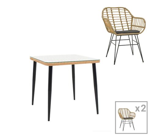 Τραπεζαρία Naoki V σετ 3τεμ pakoworld rattan pe σε φυσική απόχρωση και μαύρο μέταλλο 80x80x78εκ - ΣΕΤ ΤΡΑΠΕΖΑΡΙΕΣ στο Milonadakis.gr