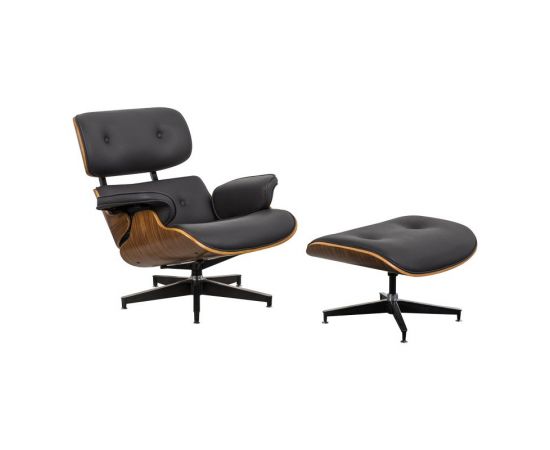Πολυθρόνα-υποπόδιο relax Jenna pakoworld μαύρο pu- plywood καρυδί-βάση χρωμίου 82x92x82εκ - ΚΑΡΕΚΛΕΣ - ΠΟΛΥΘΡΟΝΕΣ ΕΣ. στο Milonadakis.gr