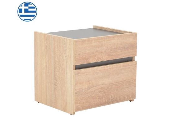 Κομοδίνο Comcie pakoworld σε φυσικό με γκρι απόχρωση 50x42x45.5εκ - ΚΟΜΟΔΙΝΑ στο Milonadakis.gr