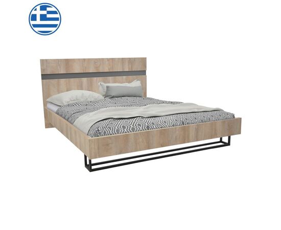 Κρεβάτι διπλό Elencia pakoworld σε oak με γκρι απόχρωση 160x200εκ - ΚΡΕΒΑΤΙΑ στο Milonadakis.gr