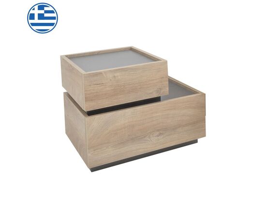 Κομοδίνο πολυμορφικό Elencia pakoworld σε oak με γκρι απόχρωση 60x40x46.5εκ - ΚΟΜΟΔΙΝΑ στο Milonadakis.gr