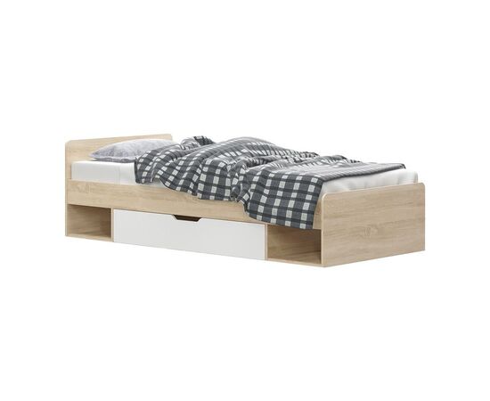 Κρεβάτι μονό με συρτάρι Letto pakoworld σε oak - λευκό απόχρωση 90x200εκ - ΚΡΕΒΑΤΙΑ στο Milonadakis.gr