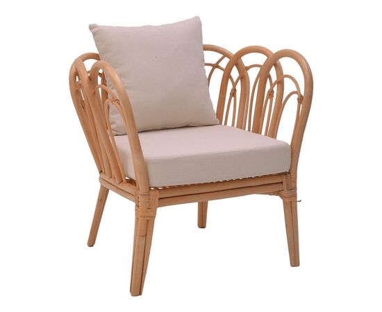Πολυθρόνα Tania pakoworld φυσικό rattan-λευκό μαξιλάρι 76x76x76εκ - ΚΑΡΕΚΛΕΣ - ΠΟΛΥΘΡΟΝΕΣ στο Milonadakis.gr