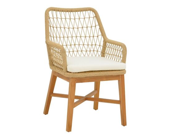 Πολυθρόνα Elaiza pakoworl teak ξύλο και pe σχοινί σε φυσική-μπεζ απόχρωση με μαξιλάρι 58x60x90εκ - ΚΑΡΕΚΛΕΣ - ΠΟΛΥΘΡΟΝΕΣ στο Milonadakis.gr