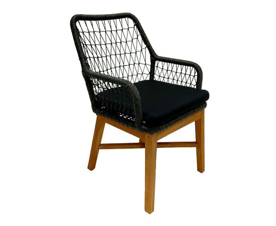 Πολυθρόνα Elaiza pakoworld teak ξύλο και συνθετικό σχοινί σε φυσική-μαύρη απόχρωση με μαξιλάρι 58x60x90εκ - ΚΑΡΕΚΛΕΣ - ΠΟΛΥΘΡΟΝΕΣ στο Milonadakis.gr