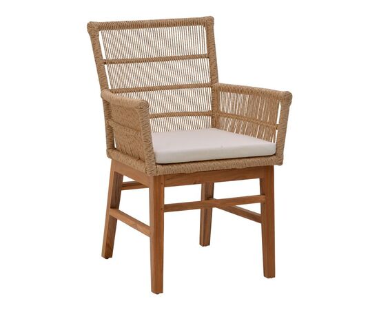 Πολυθρόνα Inca pakoworld  teak ξύλο και pe σχοινί σε φυσική-μπεζ απόχρωση με μαξιλάρι 60x61x90εκ - ΚΑΡΕΚΛΕΣ - ΠΟΛΥΘΡΟΝΕΣ ΕΣ. στο Milonadakis.gr