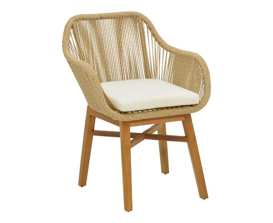 Πολυθρόνα Kalie pakoworld teak ξύλο και pe σχοινί σε φυσική-μπεζ απόχρωση με μαξιλάρι 60x61x80εκ - ΚΑΡΕΚΛΕΣ - ΠΟΛΥΘΡΟΝΕΣ στο Milonadakis.gr