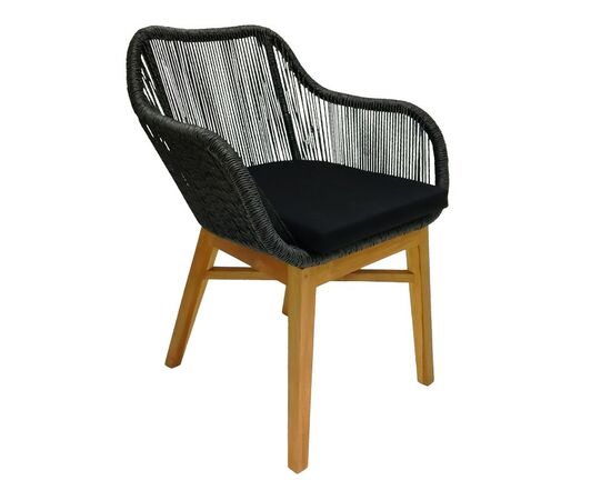 Πολυθρόνα Kalie pakoworld teak ξύλο και συνθετικό σχοινί σε φυσική-μαύρη απόχρωση με μαξιλάρι 60x61x80εκ - ΚΑΡΕΚΛΕΣ - ΠΟΛΥΘΡΟΝΕΣ στο Milonadakis.gr