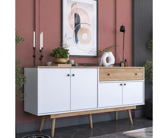 Μπουφές Satava pakoworld pp σε λευκή-καρυδί απόχρωση 180x45x87.6εκ - ΜΠΟΥΦΕΔΕΣ-ΚΟΝΣΟΛΕΣ στο Milonadakis.gr