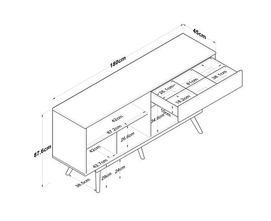 Μπουφές Satava pakoworld pp σε λευκή-καρυδί απόχρωση 180x45x87.6εκ - ΜΠΟΥΦΕΔΕΣ-ΚΟΝΣΟΛΕΣ στο Milonadakis.gr