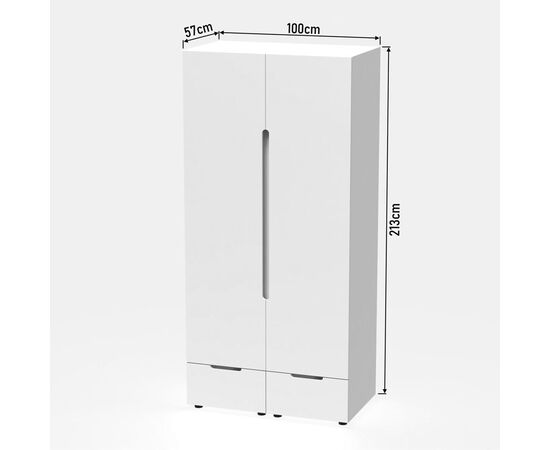 Ντουλάπα δίφυλλη Afina pakoworld mdf-μελαμίνη σε λευκή glossy απόχρωση 100x57x213εκ - ΝΤΟΥΛΑΠΕΣ στο Milonadakis.gr