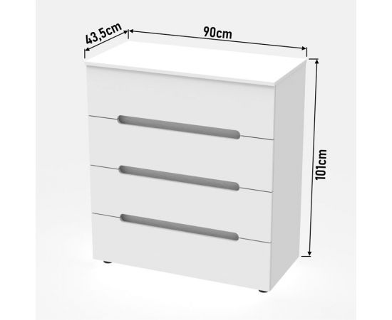 Συρταριέρα Afina pakoworld mdf-μελαμίνη σε λευκή glossy απόχρωση 90x44x101εκ - ΣΥΡΤΑΡΙΕΡΕΣ - ΤΟΥΑΛΕΤΕΣ στο Milonadakis.gr
