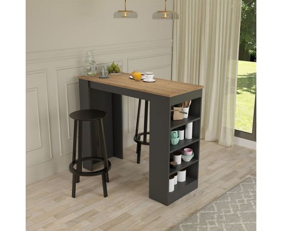 Τραπέζι μπαρ Birma pakoworld σε oak-ανθρακί απόχρωση 120x51.5x102εκ - ΤΡΑΠΕΖΙΑ ΚΟΥΖΙΝΑΣ στο Milonadakis.gr