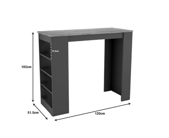 Τραπέζι μπαρ Birma pakoworld σε oak-ανθρακί απόχρωση 120x51.5x102εκ - ΤΡΑΠΕΖΙΑ ΚΟΥΖΙΝΑΣ στο Milonadakis.gr