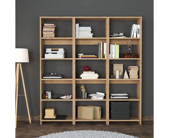 Βιβλιοθήκη Rabuku pakoworld σε oak  απόχρωση 146x22x123εκ - ΒΙΒΛΙΟΘΗΚΕΣ στο Milonadakis.gr