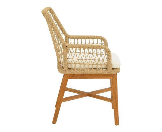 Πολυθρόνα Elaiza pakoworl teak ξύλο και pe σχοινί σε φυσική-μπεζ απόχρωση με μαξιλάρι 58x60x90εκ - ΚΑΡΕΚΛΕΣ - ΠΟΛΥΘΡΟΝΕΣ στο Milonadakis.gr