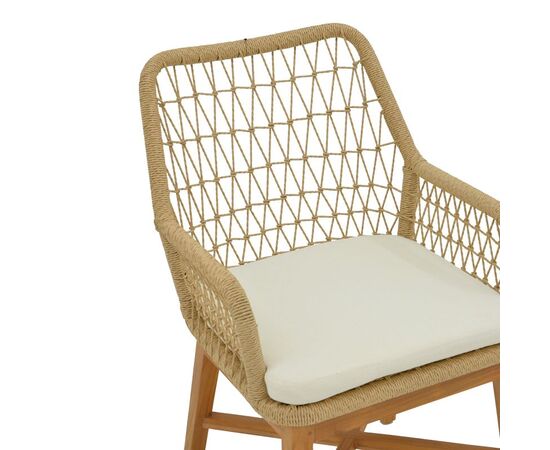 Πολυθρόνα Elaiza pakoworl teak ξύλο και pe σχοινί σε φυσική-μπεζ απόχρωση με μαξιλάρι 58x60x90εκ - ΚΑΡΕΚΛΕΣ - ΠΟΛΥΘΡΟΝΕΣ στο Milonadakis.gr