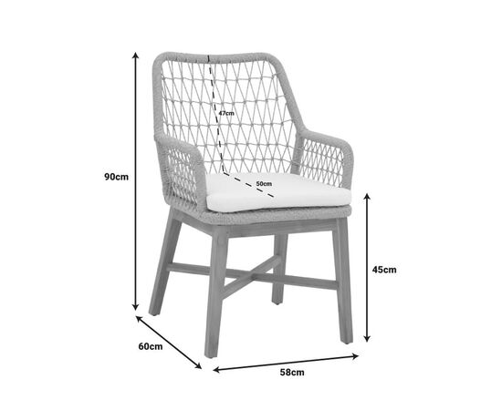 Πολυθρόνα Elaiza pakoworl teak ξύλο και pe σχοινί σε φυσική-μπεζ απόχρωση με μαξιλάρι 58x60x90εκ - ΚΑΡΕΚΛΕΣ - ΠΟΛΥΘΡΟΝΕΣ στο Milonadakis.gr
