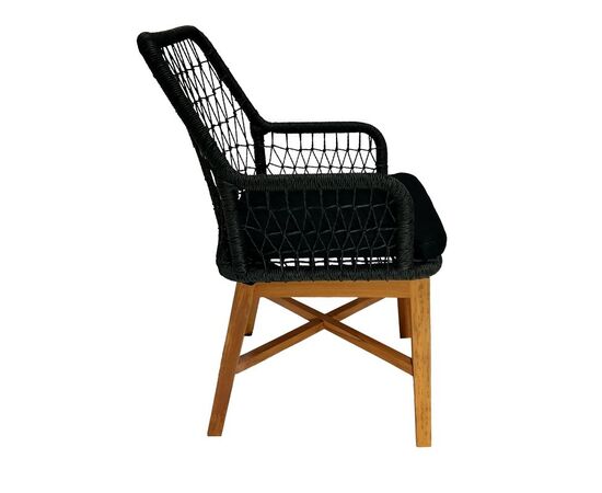 Πολυθρόνα Elaiza pakoworld teak ξύλο και συνθετικό σχοινί σε φυσική-μαύρη απόχρωση με μαξιλάρι 58x60x90εκ - ΚΑΡΕΚΛΕΣ - ΠΟΛΥΘΡΟΝΕΣ στο Milonadakis.gr