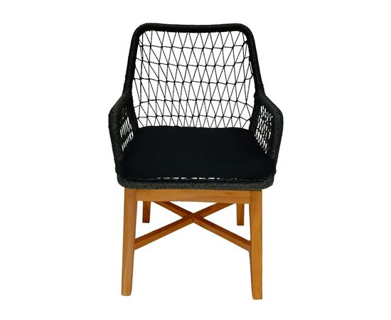 Πολυθρόνα Elaiza pakoworld teak ξύλο και συνθετικό σχοινί σε φυσική-μαύρη απόχρωση με μαξιλάρι 58x60x90εκ - ΚΑΡΕΚΛΕΣ - ΠΟΛΥΘΡΟΝΕΣ στο Milonadakis.gr