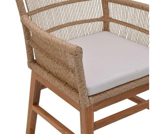 Πολυθρόνα Inca pakoworld  teak ξύλο και pe σχοινί σε φυσική-μπεζ απόχρωση με μαξιλάρι 60x61x90εκ - ΚΑΡΕΚΛΕΣ - ΠΟΛΥΘΡΟΝΕΣ ΕΣ. στο Milonadakis.gr
