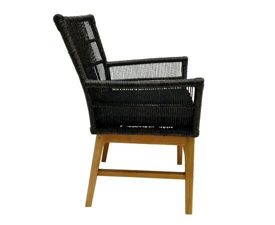 Πολυθρόνα Inca pakoworld  teak ξύλο και συνθετικό σχοινί σε φυσική-μαύρη απόχρωση με μαξιλάρι 60x61x90εκ - ΚΑΡΕΚΛΕΣ - ΠΟΛΥΘΡΟΝΕΣ στο Milonadakis.gr