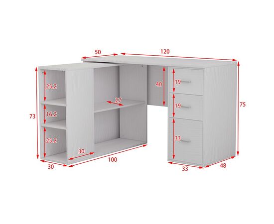 Γραφείο γωνιακό Polina pakoworld λευκό 120x100x75εκ - ΓΡΑΦΕΙΑ στο Milonadakis.gr