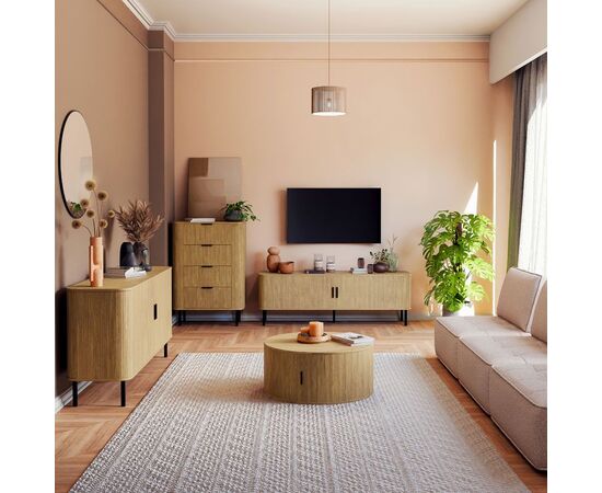 Τραπέζι σαλονιού Scandi pakoworld MDF φυσικό Φ80x35.5εκ - ΤΡΑΠΕΖΑΚΙΑ ΣΑΛΟΝΙΟΥ στο Milonadakis.gr