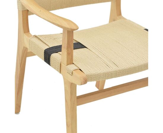 Πολυθρόνα Olivier pakoworld ξύλο οξιάς φυσικό μαύρο-έδρα φυσικό σχοινί 62x60x85εκ - ΚΑΡΕΚΛΕΣ - ΠΟΛΥΘΡΟΝΕΣ στο Milonadakis.gr