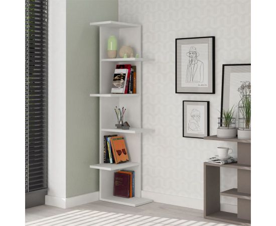 Βιβλιoθήκη γωνιακή Saso pakoworld μελαμίνης λευκό 37x37x141εκ - ΒΙΒΛΙΟΘΗΚΕΣ στο Milonadakis.gr