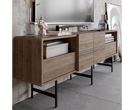 Μπουφές Kevan pakoworld καρυδί-μαύρο πόδι 180x35x65εκ - ΜΠΟΥΦΕΔΕΣ-ΚΟΝΣΟΛΕΣ στο Milonadakis.gr