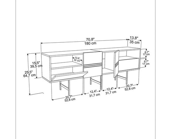 Μπουφές Kevan pakoworld καρυδί-μαύρο πόδι 180x35x65εκ - ΜΠΟΥΦΕΔΕΣ-ΚΟΝΣΟΛΕΣ στο Milonadakis.gr