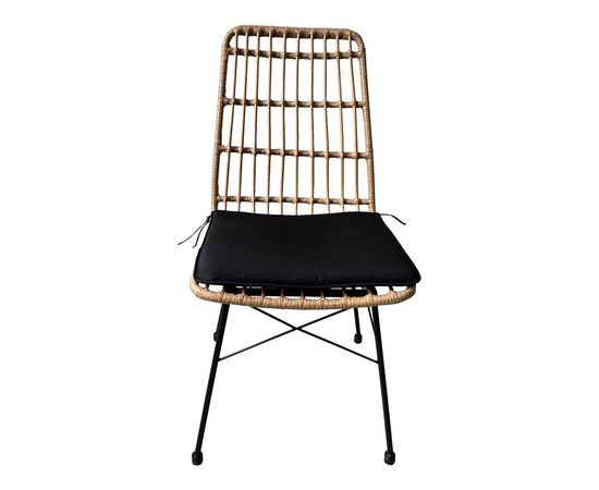 Καρέκλα Achillia pakoworld wicker rattan καφέ-μεταλλικό μαύρο πόδι-μαύρο μαξιλάρι 45x60x83εκ - ΚΑΡΕΚΛΕΣ - ΠΟΛΥΘΡΟΝΕΣ στο Milonadakis.gr