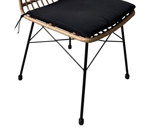 Καρέκλα Achillia pakoworld wicker rattan καφέ-μεταλλικό μαύρο πόδι-μαύρο μαξιλάρι 45x60x83εκ - ΚΑΡΕΚΛΕΣ - ΠΟΛΥΘΡΟΝΕΣ στο Milonadakis.gr