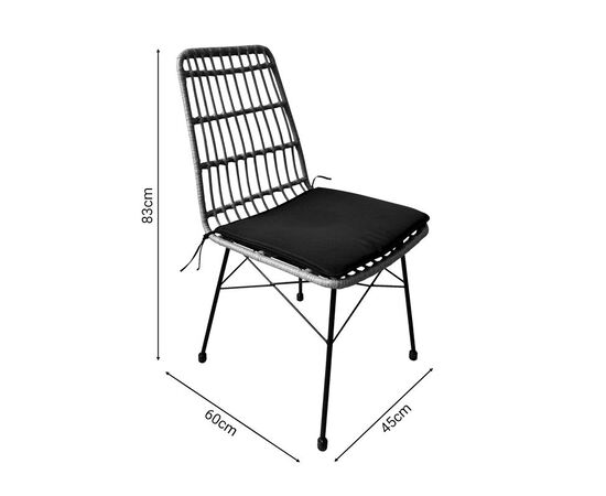 Καρέκλα Achillia pakoworld wicker rattan καφέ-μεταλλικό μαύρο πόδι-μαύρο μαξιλάρι 45x60x83εκ - ΚΑΡΕΚΛΕΣ - ΠΟΛΥΘΡΟΝΕΣ στο Milonadakis.gr