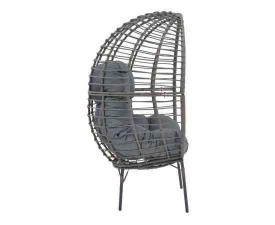 Πολυθρόνα Nestie  pakoworld wicker rattan γκρι-μεταλλικό γκρι πόδι-γκρι μαξιλάρι 102x80x155εκ - ΚΑΡΕΚΛΕΣ - ΠΟΛΥΘΡΟΝΕΣ στο Milonadakis.gr