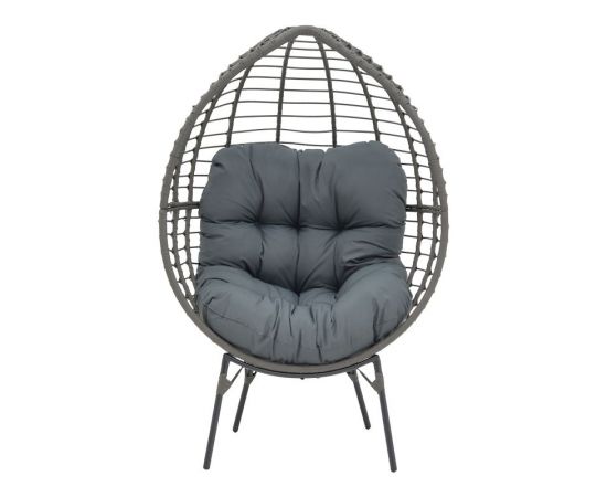 Πολυθρόνα Nestie  pakoworld wicker rattan γκρι-μεταλλικό γκρι πόδι-γκρι μαξιλάρι 102x80x155εκ - ΚΑΡΕΚΛΕΣ - ΠΟΛΥΘΡΟΝΕΣ στο Milonadakis.gr