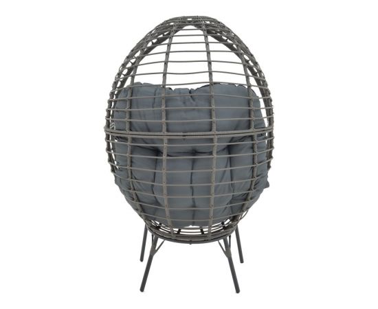 Πολυθρόνα Nestie  pakoworld wicker rattan γκρι-μεταλλικό γκρι πόδι-γκρι μαξιλάρι 102x80x155εκ - ΚΑΡΕΚΛΕΣ - ΠΟΛΥΘΡΟΝΕΣ στο Milonadakis.gr