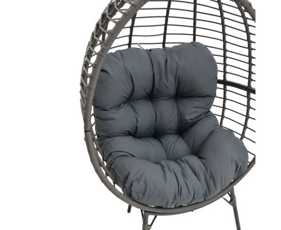 Πολυθρόνα Nestie  pakoworld wicker rattan γκρι-μεταλλικό γκρι πόδι-γκρι μαξιλάρι 102x80x155εκ - ΚΑΡΕΚΛΕΣ - ΠΟΛΥΘΡΟΝΕΣ στο Milonadakis.gr