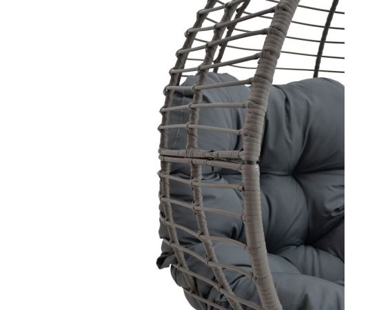 Πολυθρόνα Nestie  pakoworld wicker rattan γκρι-μεταλλικό γκρι πόδι-γκρι μαξιλάρι 102x80x155εκ - ΚΑΡΕΚΛΕΣ - ΠΟΛΥΘΡΟΝΕΣ στο Milonadakis.gr