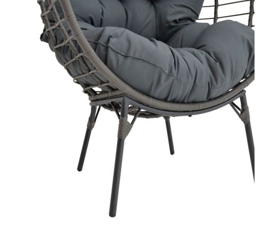 Πολυθρόνα Nestie  pakoworld wicker rattan γκρι-μεταλλικό γκρι πόδι-γκρι μαξιλάρι 102x80x155εκ - ΚΑΡΕΚΛΕΣ - ΠΟΛΥΘΡΟΝΕΣ στο Milonadakis.gr