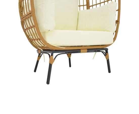 Πολυθρόνα Frox pakoworld wicker rattan φυσικό-μεταλλικό φυσικό-μαύρο πόδι-μπεζ μαξιλάρι 96x76x145εκ - ΚΑΡΕΚΛΕΣ - ΠΟΛΥΘΡΟΝΕΣ στο Milonadakis.gr
