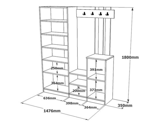 Έπιπλο εισόδου Doorse pakoworld μελαμίνης ανθρακί-sonoma 147.5x35x180εκ - ΕΠΙΠΛΑ ΕΙΣΟΔΟΥ στο Milonadakis.gr