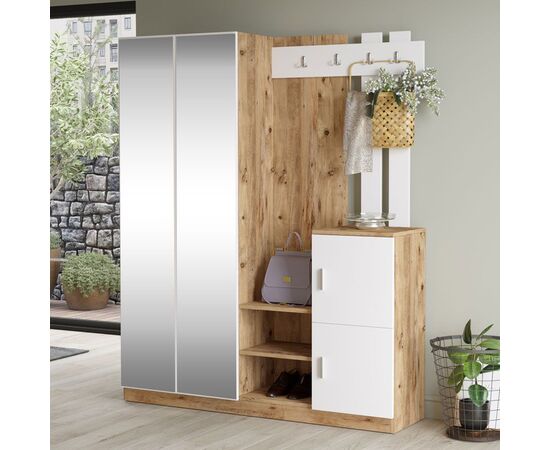 Έπιπλο εισόδου Doorse pakoworld μελαμίνης λευκό-sonoma 147.5x35x180εκ - ΕΠΙΠΛΑ ΕΙΣΟΔΟΥ στο Milonadakis.gr