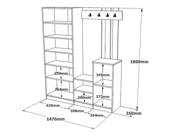 Έπιπλο εισόδου Doorse pakoworld μελαμίνης λευκό-sonoma 147.5x35x180εκ - ΕΠΙΠΛΑ ΕΙΣΟΔΟΥ στο Milonadakis.gr