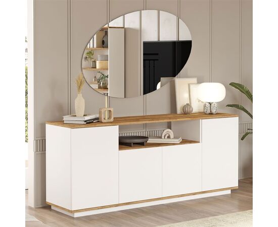 Μπουφές Placefol pakoworld μελαμίνης λευκό-φυσικό 180x44.5x75εκ - ΜΠΟΥΦΕΔΕΣ-ΚΟΝΣΟΛΕΣ στο Milonadakis.gr