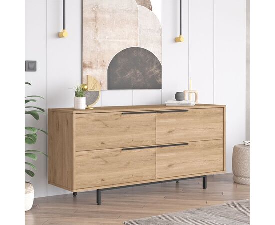 Μπουφές Lebon pakoworld μελαμίνης φυσικό-μαύρο 160x44.5x74εκ - ΜΠΟΥΦΕΔΕΣ-ΚΟΝΣΟΛΕΣ στο Milonadakis.gr