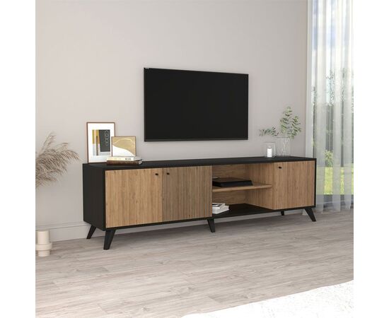 Έπιπλο τηλεόρασης Flipter pakoworld μελαμίνης sonoma-μαύρο 180x40x51εκ - ΕΠΙΠΛΑ ΤΗΛΕΟΡΑΣΗΣ στο Milonadakis.gr